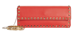 Rockstud Bracelet Clutch, Leather, Orange, BOL3, DB, 2*